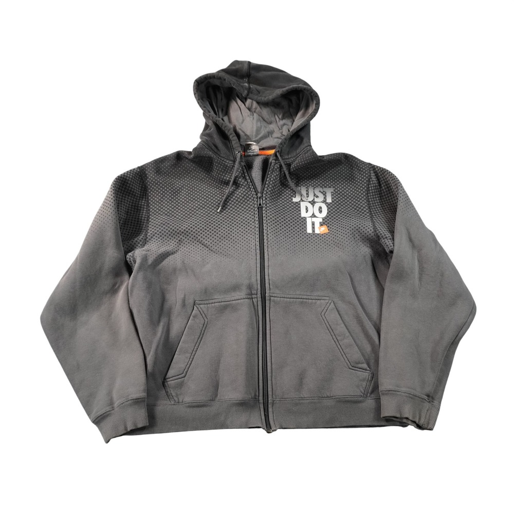 Nike Full Zip Hoodie Mens Large Black Just Do It Gradient Dot Fleece Sweatshirt
